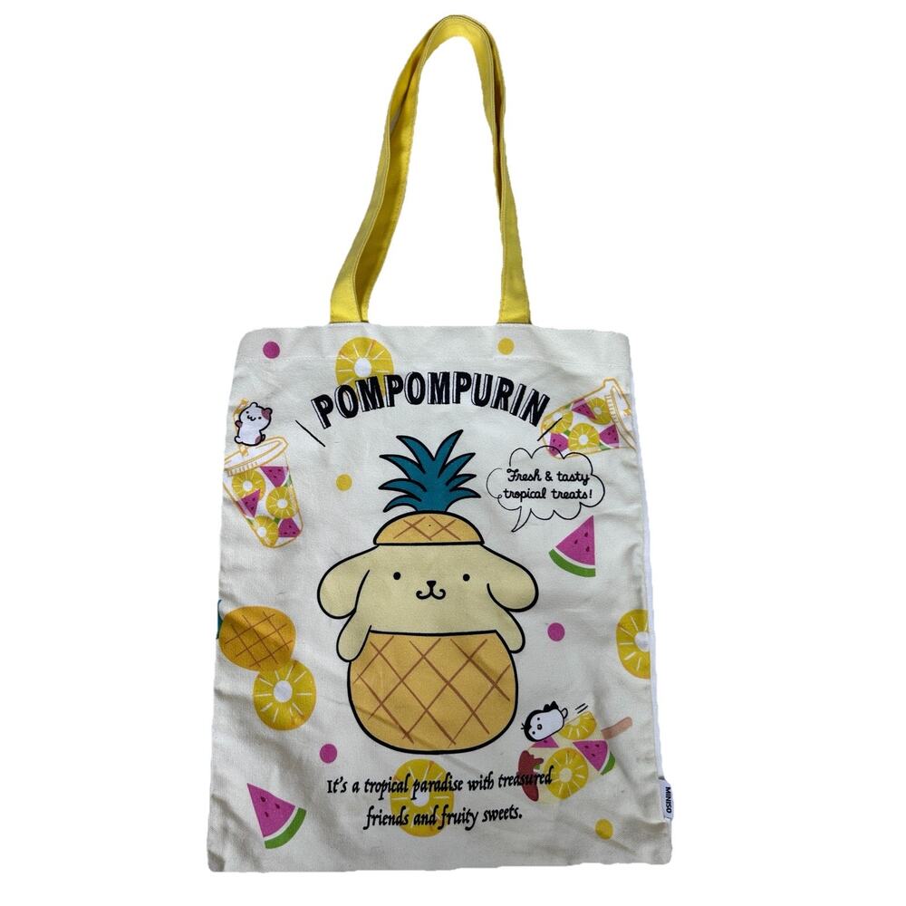 Pompompurin Pineapple Fresh & Tasty Tropical Treats Tote Bag Yellow Handle